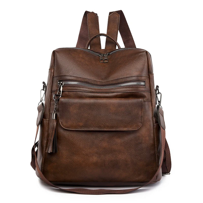 Compact PU Softback Backpack – Fashionable Tassel Design for Women - Samanta Factory