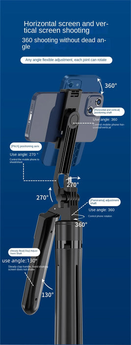 Bluetooth Selfie Stick Tripod – Lightweight 180cm Extendable with Remote for iOS & Android - Samanta Factory