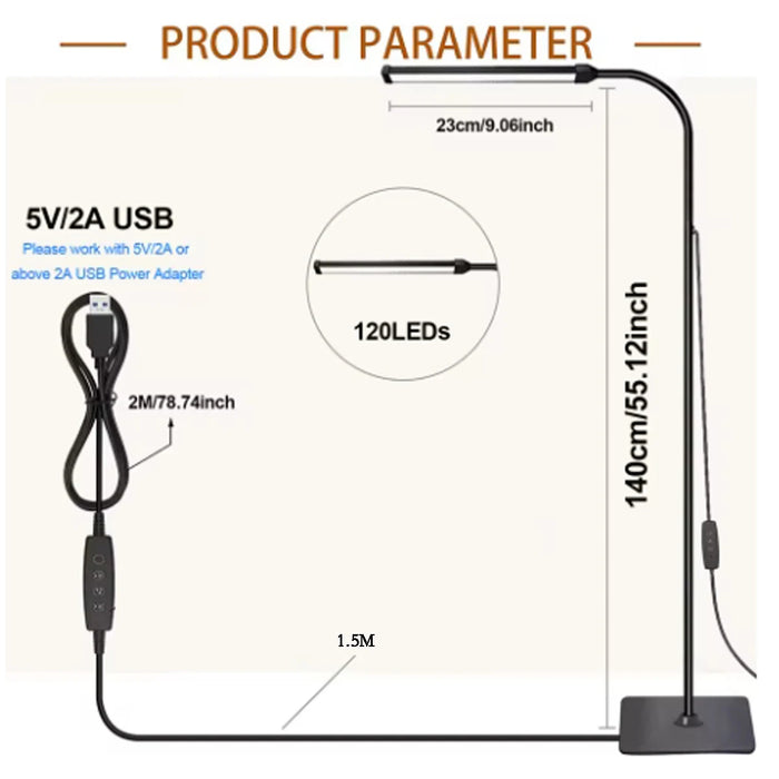 Modern Adjustable LED Floor Lamp – Remote Control with Dimmable Brightness & Color Temperature