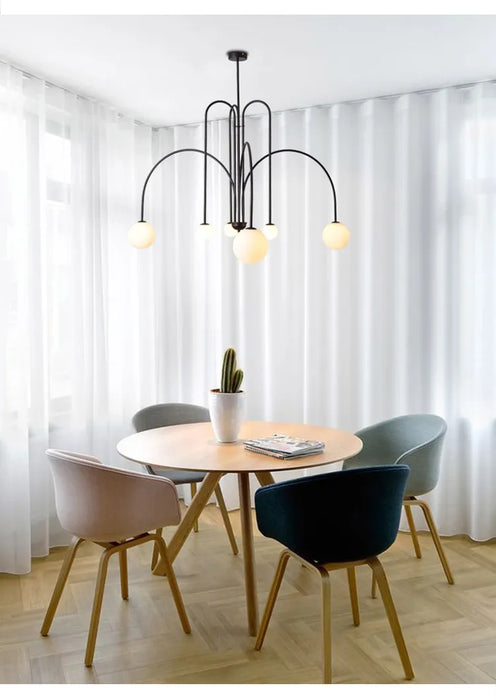 Modern LED Chandelier – Frosted Glass Pendant Light for Elegant Interiors