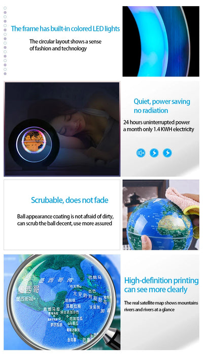 Floating Moon Globe Lamp – O-Type Magnetic Frame with LED Night Light - Samanta Factory