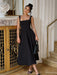 A-line Strap Long Dress – Square Neck & Backless Design - Samanta Factory