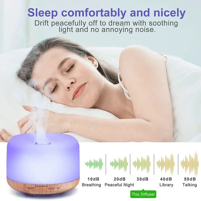 Aroma Diffuser – Compact Wood Grain Design with 7-Color Night Light - Samanta Factory