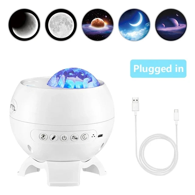 Galaxy Light Projector – 360° Dream Aurora Star & Moon Lamp with Bluetooth, White Noise & Rechargeable Battery - Samanta Factory