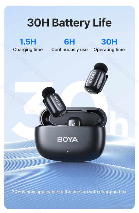 BOYA Mini Wireless Microphone – 2.4GHz Lavalier Mic with Charging Case for iPhone & Android - Samanta Factory