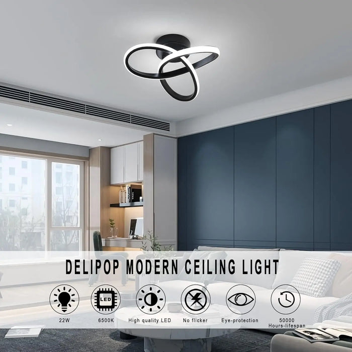 Modern LED Ceiling Light – Stepless Dimmable with Iron & Acrylic Design