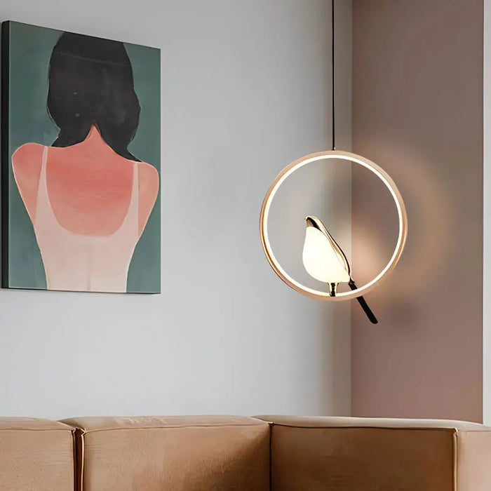 Bird Pendant Light – Modern Gold & Silver Hanging Lamp with Rotatable Magpie Design - Samanta Factory