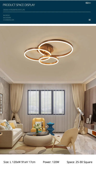 Modern LED Chandelier – Dimmable Semi-Flush Mount with Remote Control