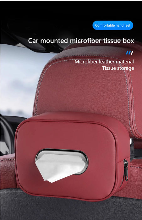 PU Leather Car Tissue Holder – Seat Back & Door Storage - Samanta Factory