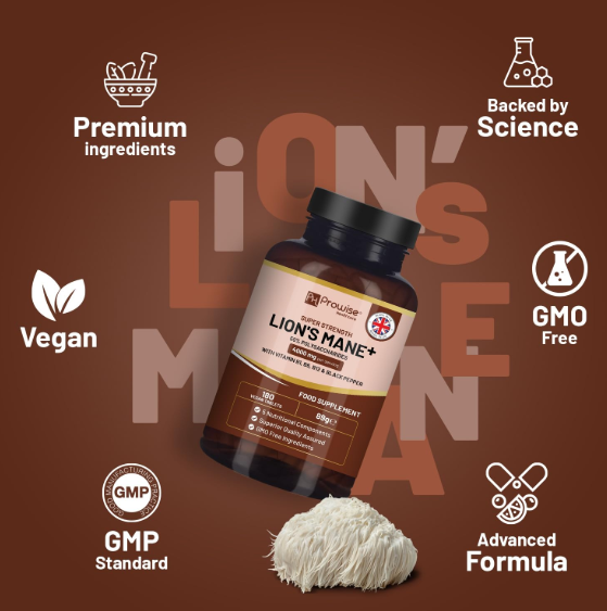 6-Mushroom Complex Supplement – 4000 mg Lion’s Mane Blend with B-Vitamins & Black Pepper - Samanta Factory