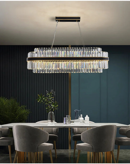 Modern Luxury LED Crystal Chandelier – Dimmable Remote-Controlled Ceiling Light