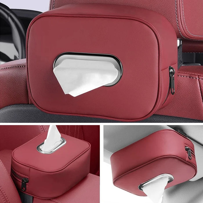 PU Leather Car Tissue Holder – Seat Back & Door Storage - Samanta Factory
