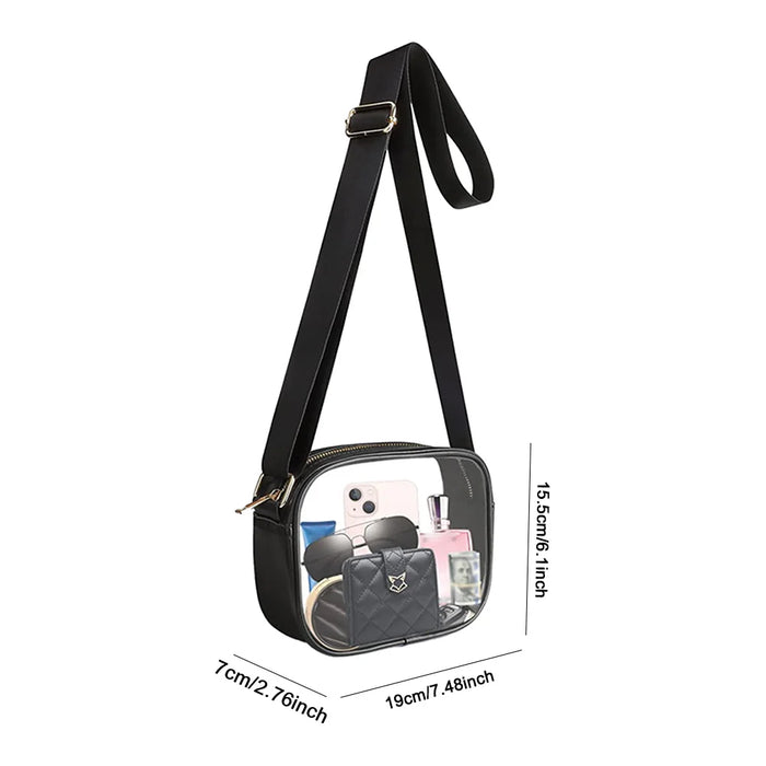 Clear PVC Crossbody Bag for Women – Transparent Square Shoulder Bag for Concerts & Travel - Samanta Factory