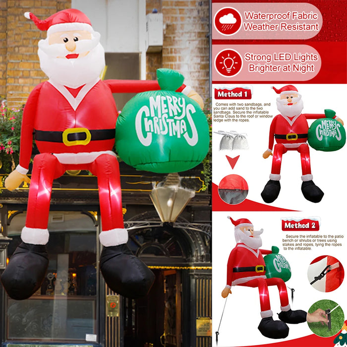 8FT Inflatable Christmas Santa – Outdoor Blow-Up with LED Lights