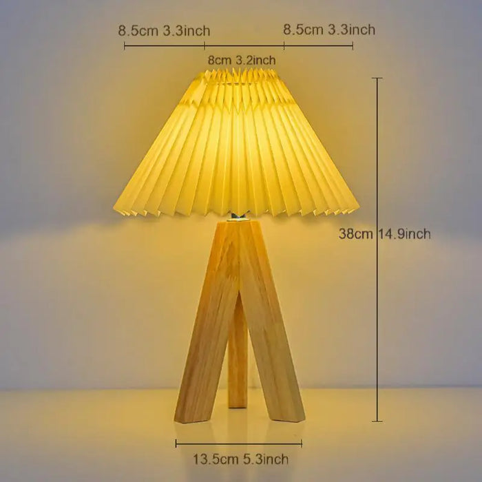 Wooden Tripod Floor Lamp – Hand-Knitted Fabric Shade with E26 Dimmable LED - Samanta Factory