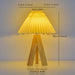 Wooden Tripod Floor Lamp – Hand-Knitted Fabric Shade with E26 Dimmable LED - Samanta Factory