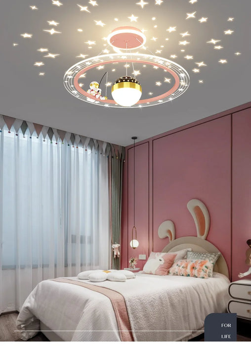 Modern Flush Mount LED Chandelier – Remote-Control Dimmable Ceiling Light