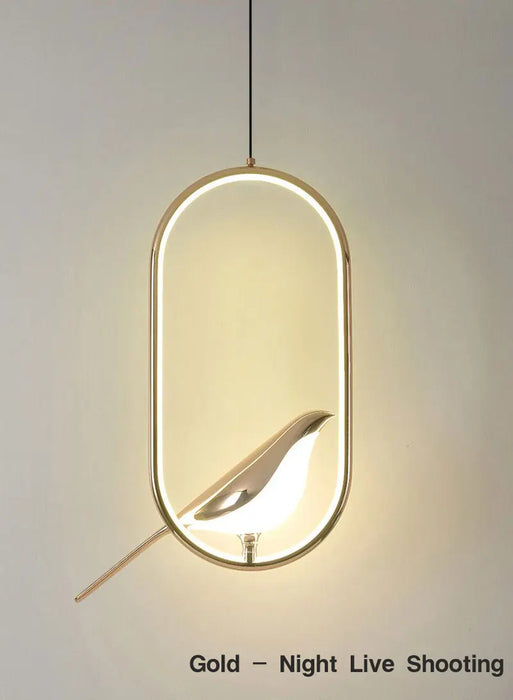 Bird Pendant Light – Modern Gold & Silver Hanging Lamp with Rotatable Magpie Design - Samanta Factory
