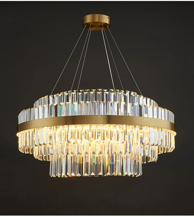 Modern Luxury LED Crystal Chandelier – Dimmable Remote-Controlled Ceiling Light
