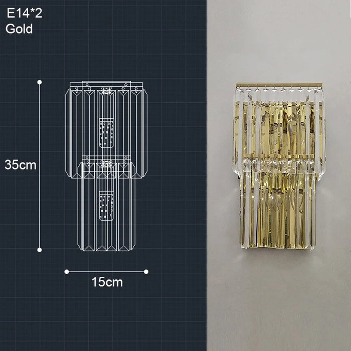 Crystal Wall Lamp – Modern Gold LED Lighting for Dining & Bedroom