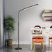 Modern adjustable LED floor lamp with remote control, dimmable brightness, and flexible gooseneck