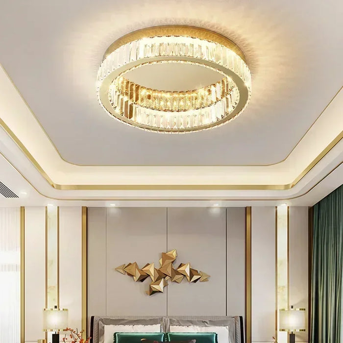 Modern Crystal Chandelier – Remote-Controlled LED Pendant Light for Living & Dining Rooms