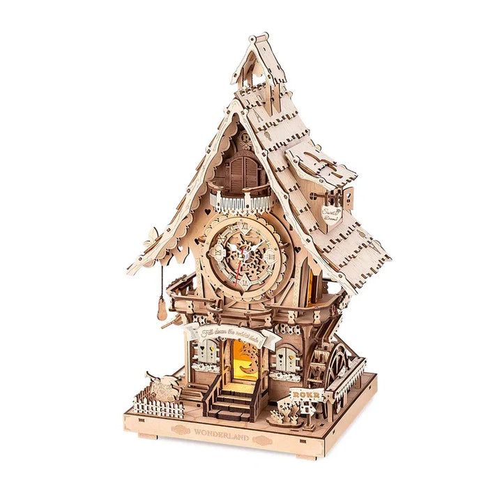 Wooden Cuckoo Clock 3D Puzzle – Light-Up Fairy Treehouse with Moving Bird & LED Lights