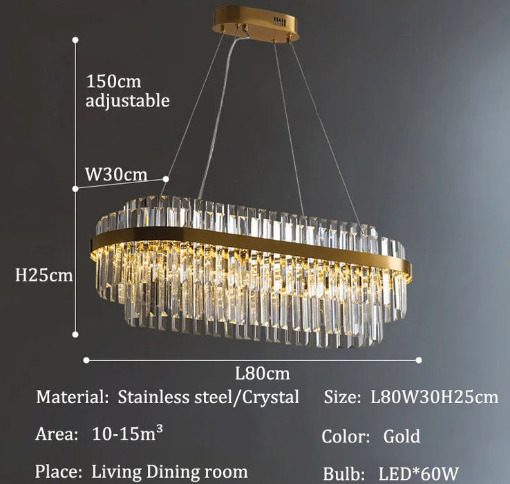 Modern Luxury LED Crystal Chandelier – Dimmable Remote-Controlled Ceiling Light