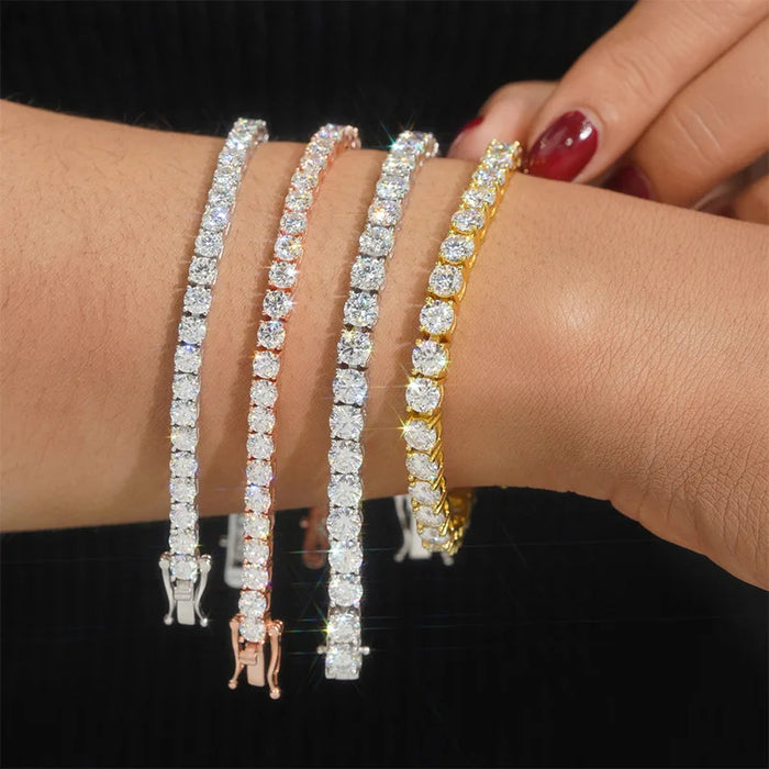EWYA D Color Moissanite Tennis Bracelet 925 Silver 18K Gold - Samanta Factory
