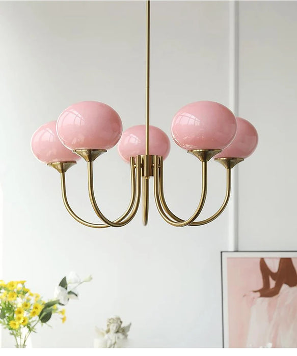 Nordic Pink Bedroom Lamp – Warm Romantic Bauhaus Chandelier