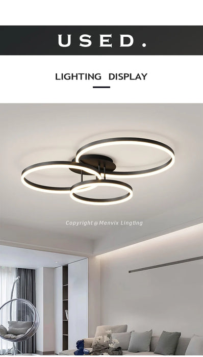 LED Ceiling Light – Art Deco Aluminum Design with Dimmable LED Bulbs