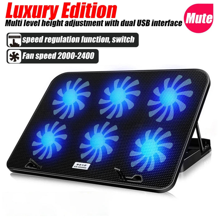 Laptop Cooling Pad – 6-Fan Ultra-Quiet Airflow for 13–18" Notebook - Samanta Factory