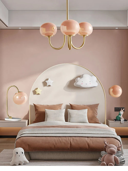 Nordic Pink Bedroom Lamp – Warm Romantic Bauhaus Chandelier