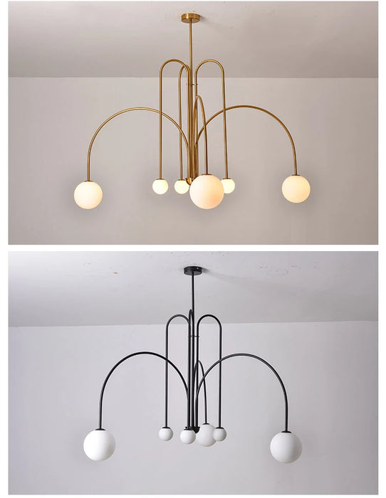 Modern LED Chandelier – Frosted Glass Pendant Light for Elegant Interiors