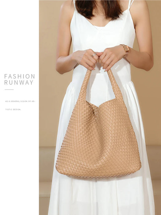 Stylish Split Leather Bucket Shoulder Bag – Versatile Women’s Handbag for Work & Casual Outings - Samanta Factory