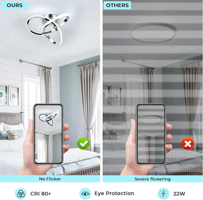 Modern LED Ceiling Light – Stepless Dimmable with Iron & Acrylic Design