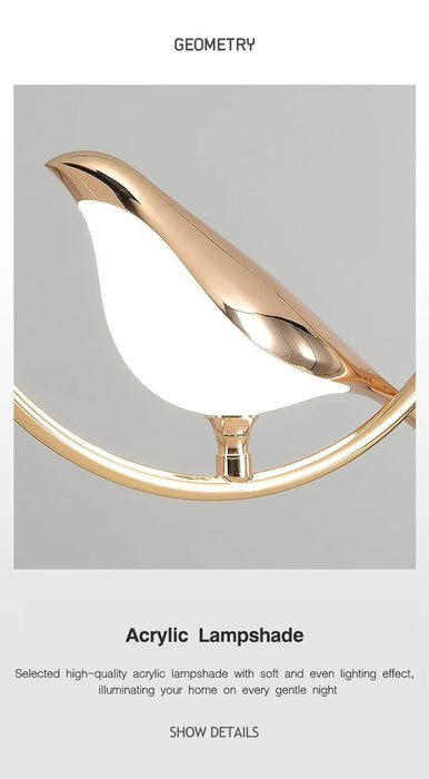 Bird Pendant Light – Modern Gold & Silver Hanging Lamp with Rotatable Magpie Design - Samanta Factory