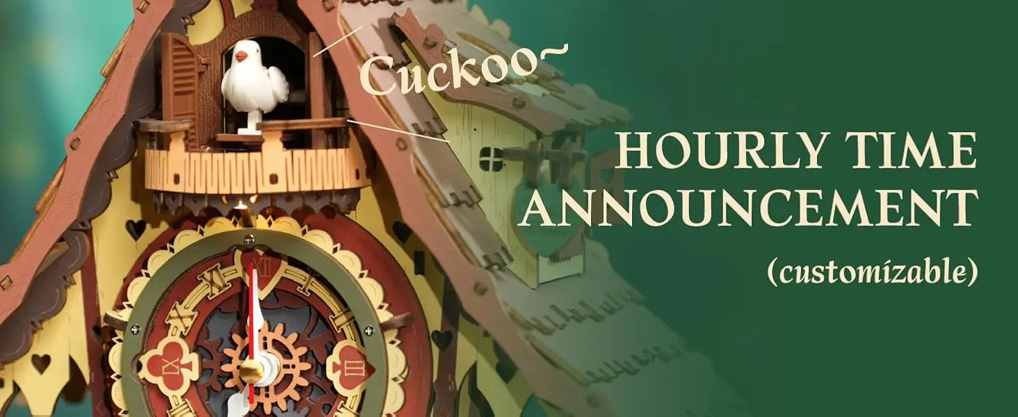 Wooden Cuckoo Clock 3D Puzzle – Light-Up Fairy Treehouse with Moving Bird & LED Lights