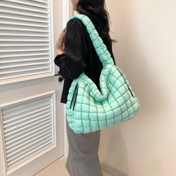 Women’s Puffer Shoulder Bag – Fashion Bubble Tote with Large Capacity - Samanta Factory