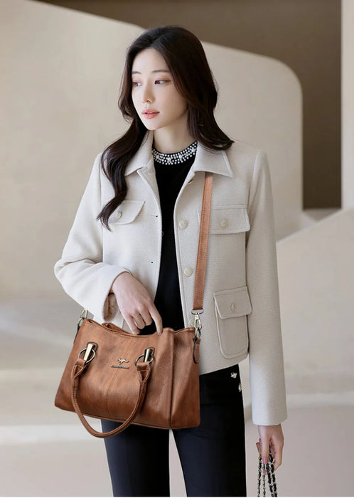 Casual Tote Shoulder & Crossbody Bag – Versatile, Soft PU Leather with Sequined Design - Samanta Factory