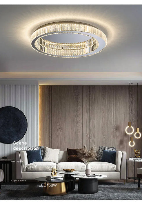 Modern Crystal Chandelier – Remote-Controlled LED Pendant Light for Living & Dining Rooms