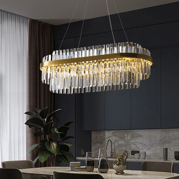Modern Luxury LED Crystal Chandelier – Dimmable Remote-Controlled Ceiling Light