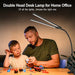 Double-Head LED Desk Lamp – Wide, Adjustable Lighting with 10 Brightness Levels - Samanta Factory