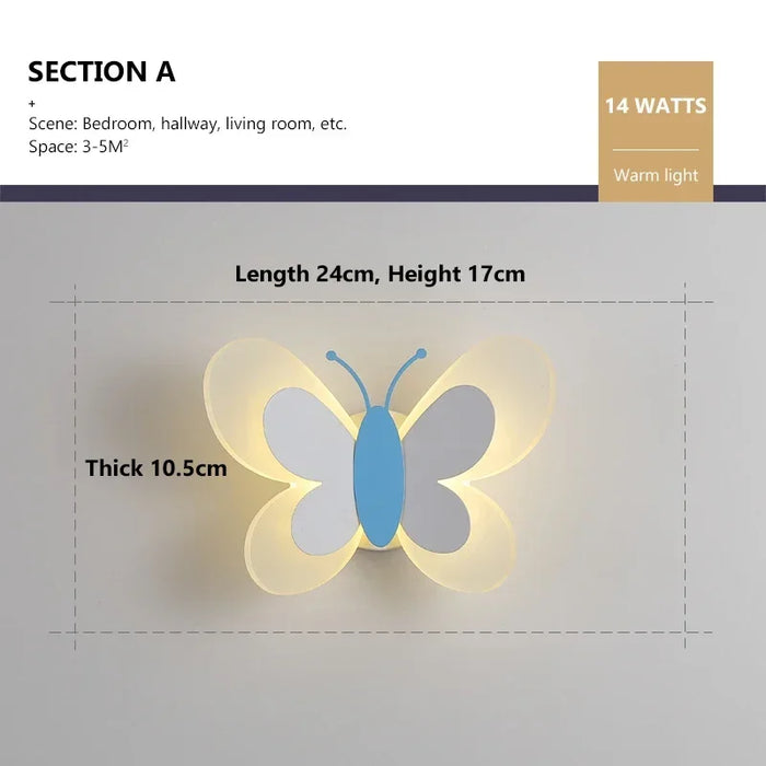 Butterfly Wall Lamp – Colorful LED Acrylic Light for Kids’ Room & Nursery - Samanta Factory