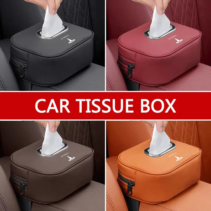 PU Leather Car Tissue Holder – Seat Back & Door Storage - Samanta Factory