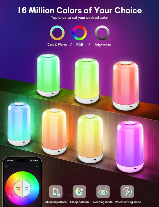 Smart RGB Night Light Lamp – Touch Control with App - Samanta Factory