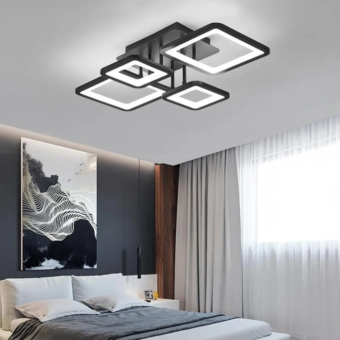 Modern LED Ceiling Light – 54W Dimmable Fixture with Remote for Dining Room & Foyer - Samanta Factory