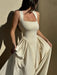 Camisole Dress – Pleated A-Line Elegance with Square Neck - Samanta Factory