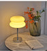 Modern stained glass LED table lamp with silver frame and touch control