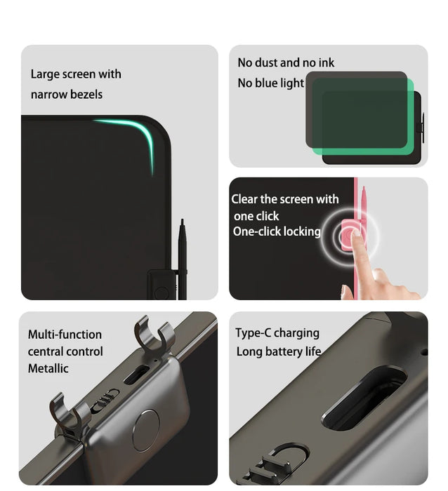 LCD Writing Tablet – Colorful Screen with One-Tap Erase & Pressure-Sensitive Drawing - Samanta Factory